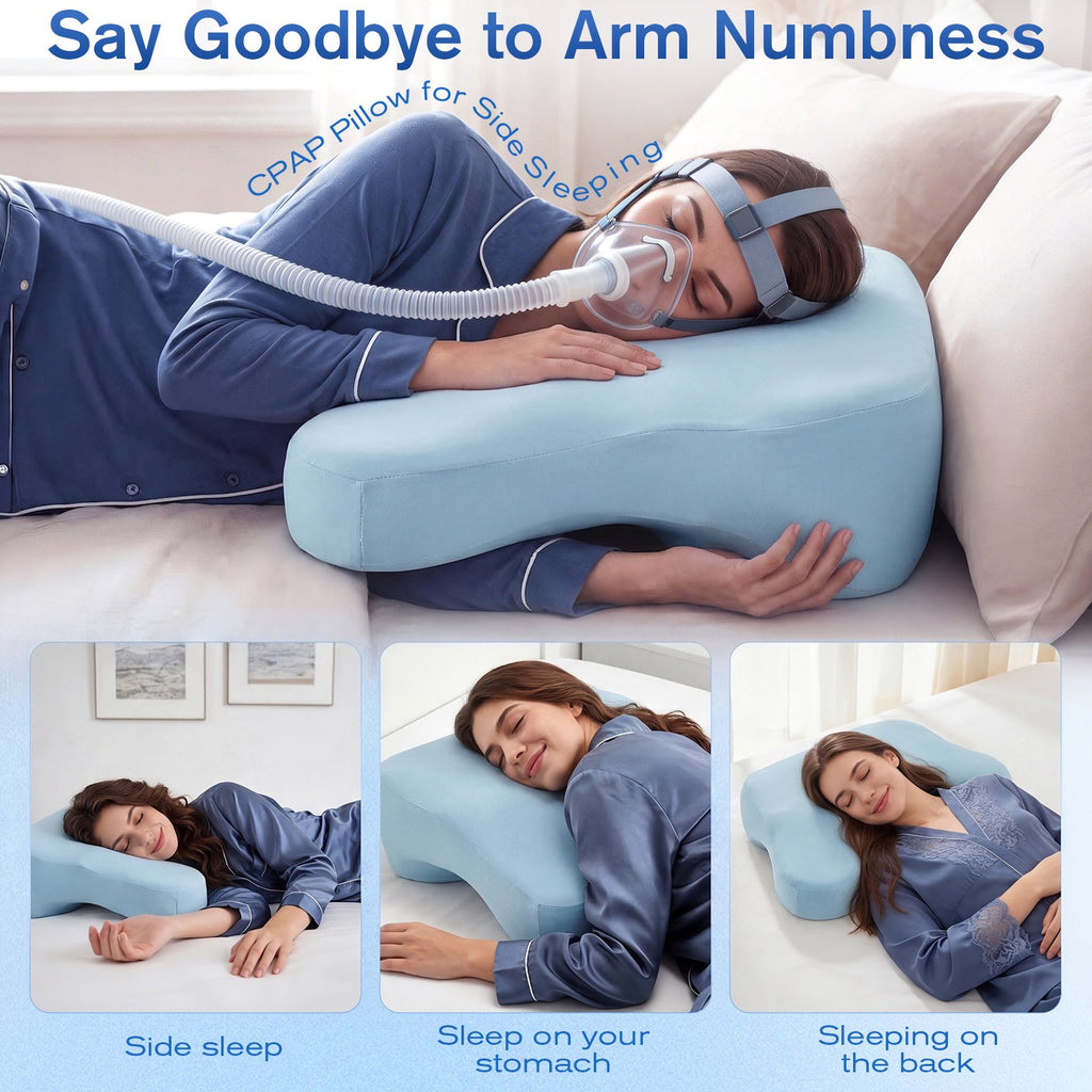 Side Sleeper Pillow with Blue, 2 in 1 Memory Foam Pillow for Adults, Relieves Rotator Cuff & Shoulder Pain, Comfort for Side, Back and Stomach Sleepers