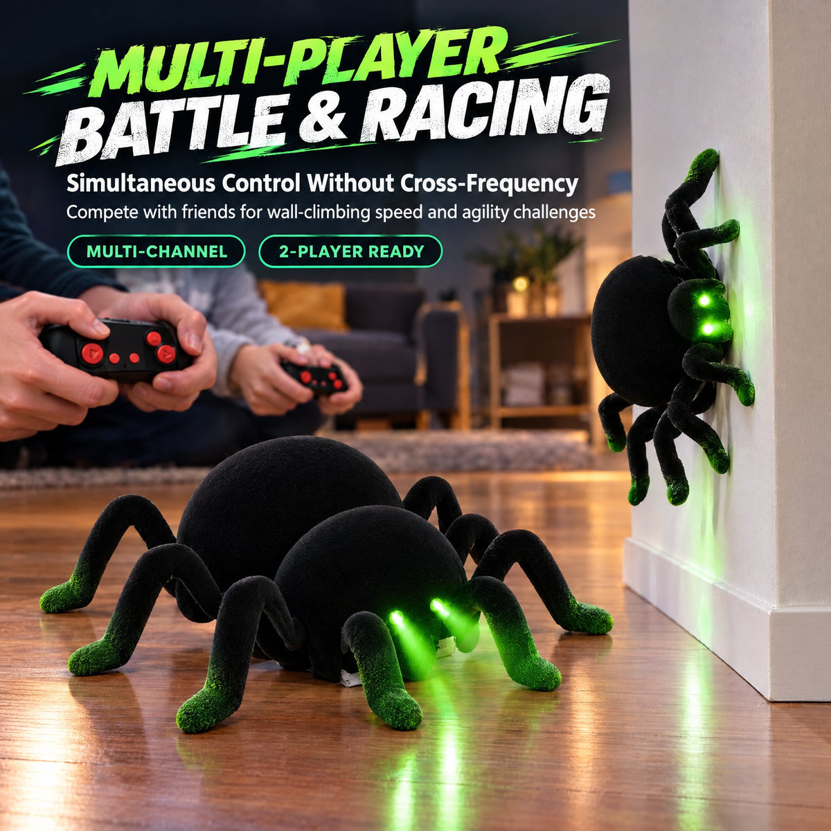 Remote Control Spider Toys, RC Giant Spider Toys Wireless Remote Control ,360° Rotating High Simulation Spider Animal Pets Toys Furry Texture Glowing Eyes Perfect for Christmas Joke Game Playing