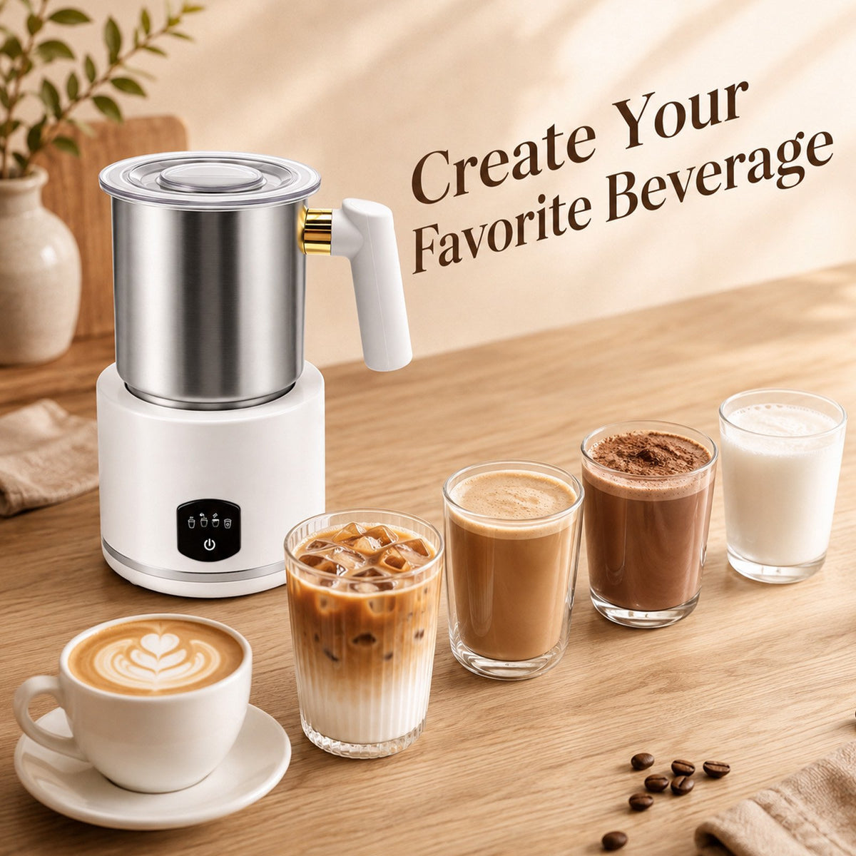 Milk Frother, 4 in 1 Milk Frother and Steamer, Dishwasher Safe, Glass Frother 16.9oz Warm and Cold Foam Maker, Electric Milk Frother for Coffee, Latte, Hot Chocolate (Silver)