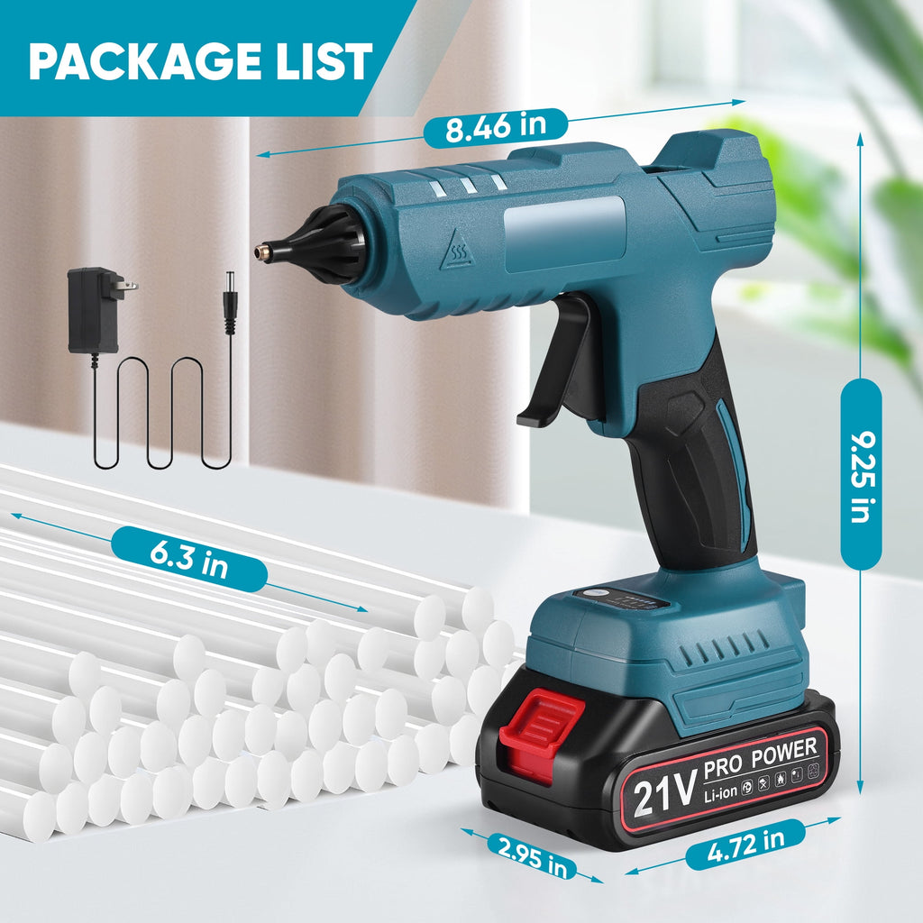 Doulami 100W Cordless Hot Glue Gun with 2.5A Battery and 40 Pcs Glue Sticks Perfect for Crafts