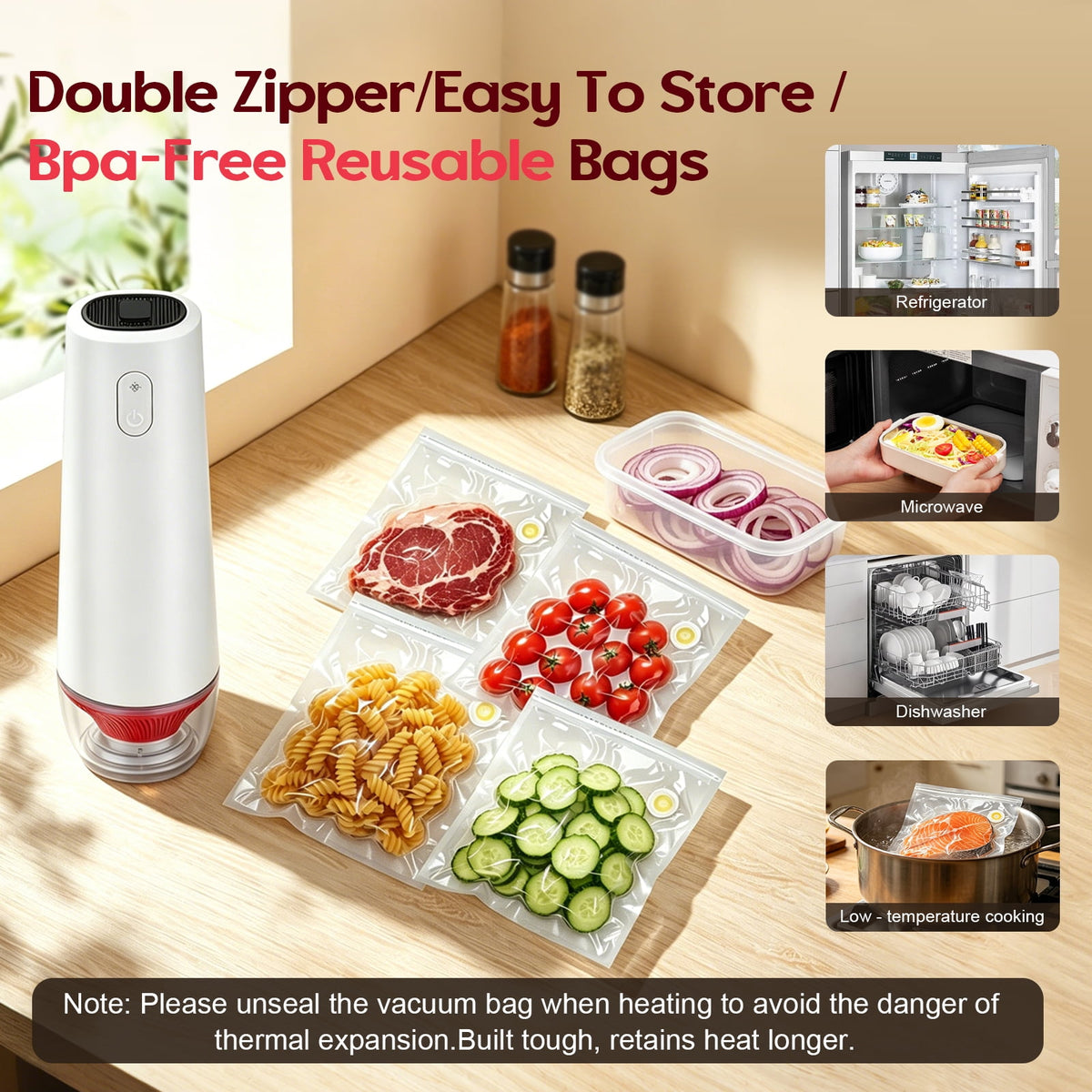 Doulami Handheld Vacuum Sealer for Food, 40KPA Seal Meal Saver, Compact Handheld Vacuum Sealer with 30 Reusable Bags, Portable Food Sealer