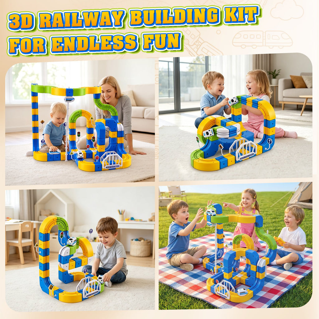 Doulami Electric Train Set, Magnetic Motorized Rail Track Building Toy ,Car Track for Toddlers,Gravity-Defying 3D Embedded Layouts & Motorized Car,STEM Learning Toy Gift for Toddlers Birthday for Kid