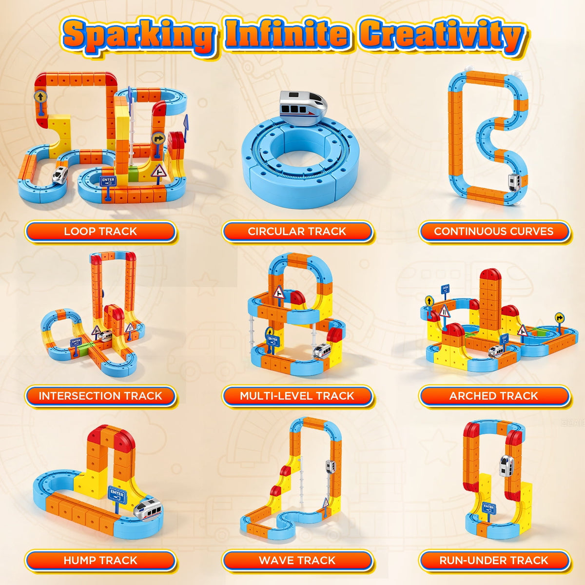 Doulami Electric Train Set for Kids, 147PCS Gravity-Defying 3D Racing Track Sets with Electric Train, Traffic Signs, STEM Train Toys Birthday Gifts for Boys and Girls Age 3+ Years Old